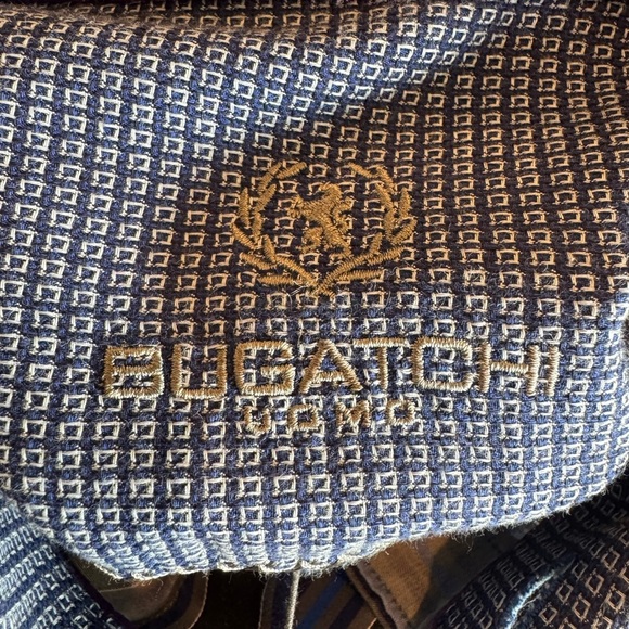 Bugatchi Uomo black/blue striped men’s button front shirt size medium - Picture 6 of 9